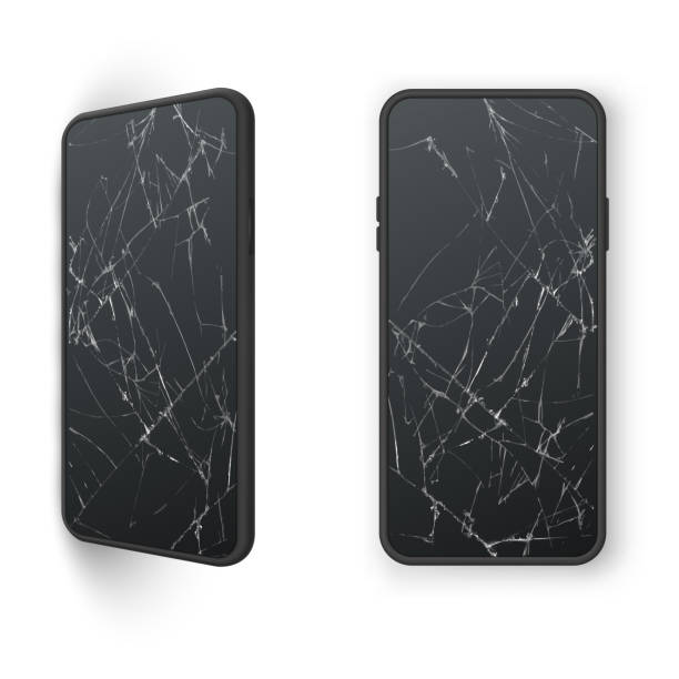 Black Broken mobile phone cracked screen